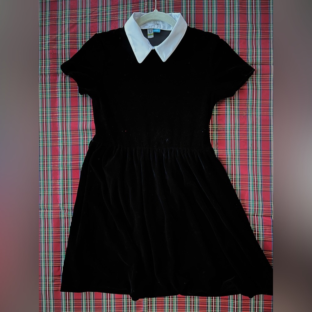 Velvet dress. Girls size 12.  Black velvet short sleeve